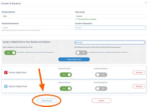 Create a Student Account .